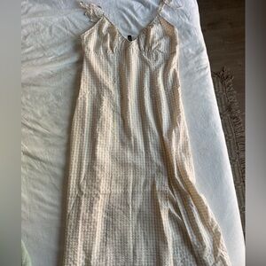 H&M Cream and Tan Maxi Skirt